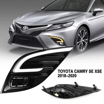Led фарове за Toyota CAMRY SE XSE 2018-2021 3 Цвята Бял, Жълт Син, Комплект предни фарове за мъгла фарове с кабели - 1 Чифт