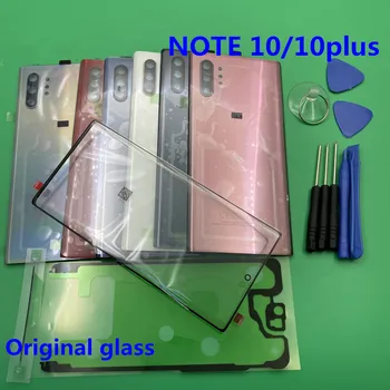 Оригинален стъклен обектив предния екран за Samsung Galaxy NOTE 10 + PLUS N970 N975 Задния капак на отделението за батерията делото с лепило