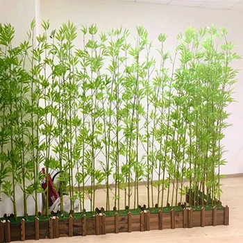 10 бр., изкуствен бамбук, имитация на фалшиви зелени растения, конец от бамбук, пейзаж, украса за разделяне на закрито, на открито, на 1,5-2,5 м