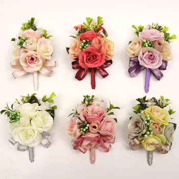 Коприна букетик с цветя, сватбени цветя за шаферките, цветя, ръчно изработени, изкуствени цветя, цветя за украса на сватбена бала