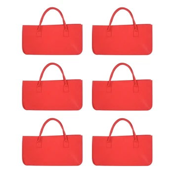6-кратно войлочный чантата си, филцови чанта за съхранение, ежедневна чанта за пазаруване с голям капацитет - червен