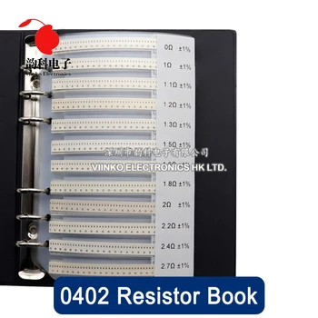 0402 1% SMD Чип-Резистор образецът на Книгата на 170valuesx50pcs = 8500pcs Съпротива Асорти Комплект 0R - 10M Ома