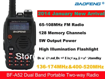 2014 ЯНУАРИ новият пристигането на Baofeng BF-A52 136-174 Mhz и UHF400-520 Mhz двойна лента 5 W/1 W 128 Канален FM 65-108 Mhz Джобно двустранно радио