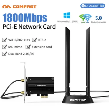 WiFi 6 1800 Mbps PCI-E Bluetooth 5,2 Безжичен Адаптер MT7921 БТ 5,2 Мрежова карта Pci Express CF-AX180 Plus Антена За Win 10/11