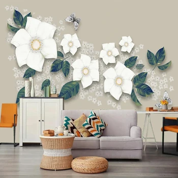 Потребителски 3D стенни тапети в европейския ретро стил маслени картини цветя, пеперуди тапети за хола спални начало декор
