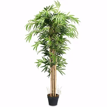 5 Фута Изкуствено растение бамбук, коприна, дърво, зелено декоративни саксии за дом отвътре и отвън [в наличност в САЩ]