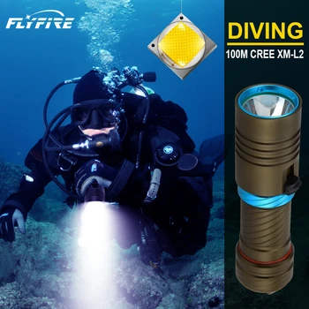 Супер ярък 100 м фенерче за гмуркане led фенерче IPX8 водоустойчив подводен фенер CREE XM-L2 професионален фенер за гмуркане 18650
