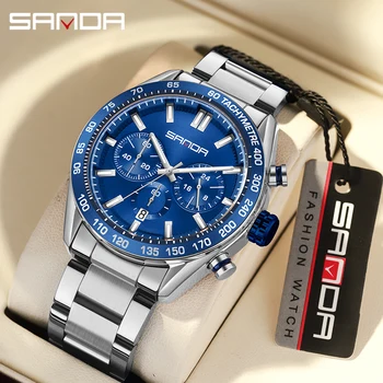 На BIANA 5501 мъжки часовници най-добрата марка за луксозни кварцови часовници с хронограф, водоустойчиви спортни часовници, мъжки часовници е от неръждаема стомана