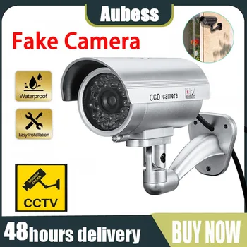 Нова фалшива камера за външно и вътрешно видеонаблюдение Имитация на камера-сляпо Защита на дома за сигурност куршум с led мигаща светлина