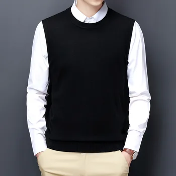 2022, Есен нов мъжки пуловер-жилетка в корейски стил, модерен, гъвкав бизнес случайни пуловер без ръкав, мъжки висококачествен жилетка