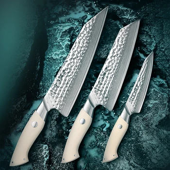 HEZHEN 1 бр. или 3 бр. кухненски ножове 67 слоеве на композиране дамасской стомана красив подарък кутия ножове готвач G10 дръжка