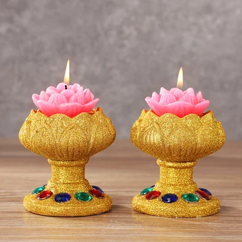 2 елемента diamond душ-свещник тибетски маслена лампа будистки маса Централно домашно декоративно седалка Lotus Lamp Seat