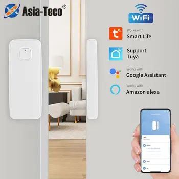 Sasha Smart 2.4 G WiFi вратата сензор, алармена система за състоянието на врата/прозорец, магнитен детектор за отваряне/затваряне, поддръжка на Алекса Google Home