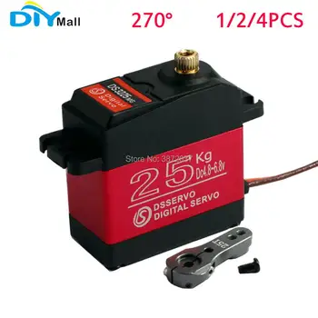 1/2/4шт DIYmall 270 ° 270 градуса DS3225 25 кг голям въртящ момент цифров серво изцяло метален редуктор Водоустойчив червен