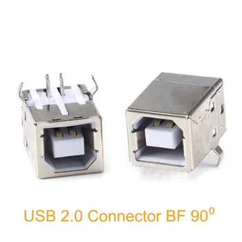 Електронен конектор, USB 2.0, тип B, жак с 90-инчов свита, квадратен порт, D-порт, USB интерфейс за принтер /интерфейс за предаване на данни