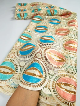 Африканска гипюровая лейси плат 2,5 ярд Нигерийски дантели, с пайети 2023 Висококачествени рокли Шевни материали за сватбени партита TY3338