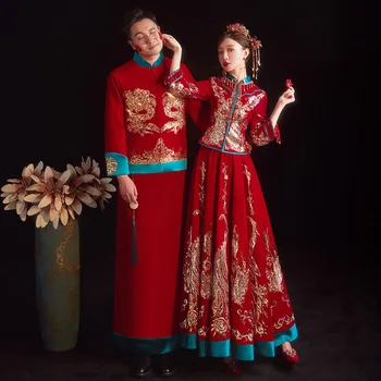 New Chinese Traditional Wedding Dress Embroidery Beading Banquet High-Quaity Classic Рокли Китай Qipao за ориенталски костюм