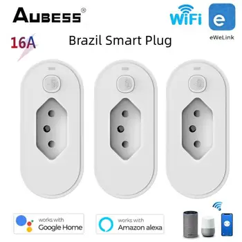 eWeLink WiFi Smart Plug 16A бразилският изход Smart Функцията за синхронизиране на сцената с монитор хранене чрез Алекса Google Home Alice