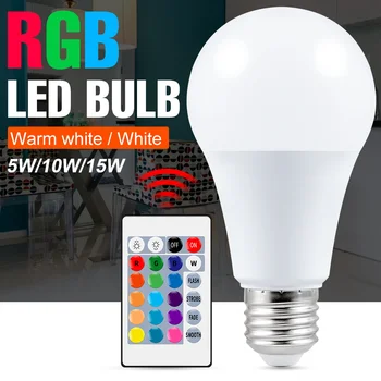 10 бр. светодиодна крушка E27, Лампа RGBWW led вълшебна лампа RGB Лампада Сменяеми цветни прожектор С нощна лампа за Коледа