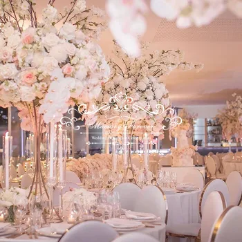 10 комплекта сватбени цветя колони с височина 80 см, централните елементи на маса, украса за сватба, метален багажник, декоративна поставка