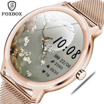 Foxbox Нови умни часовници за жени, физиологичен мониторинг на сърдечната честота, кръвното налягане за Android, IOS, водоустойчиви дамски умен часовник