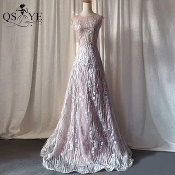 Розова рокля за бала трапецовидна форма, дантелено вечерна рокля с дълбоко деколте, илюзорен елече, секси вечерна рокля без ръкави, вечерна рокля