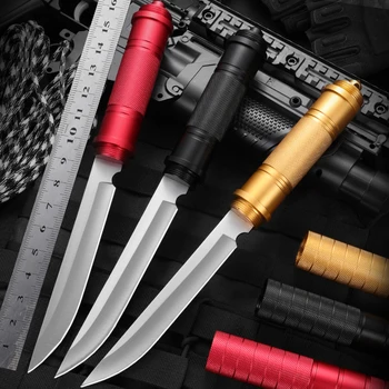 Директно преносим нож от неръждаема стомана, фиксиран нож, нож за самозащита, тактически, EDC, спасителен инструмент за лов, риболов