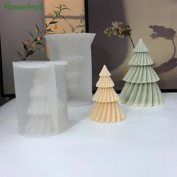 Инструменти за печене 3D борова свещ оригами силиконова форма на DIY геометрична въртящата борова свещ под формата на Коледно дърво, тамян