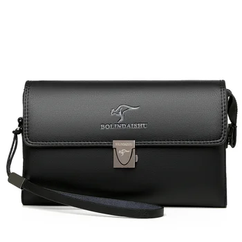 Мъжка чанта с панти капак, портфейл от естествена кожа, модни ежедневна чанта в стил ретро, мобилен бизнес