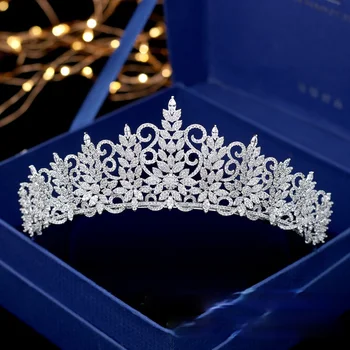 Сватбена прическа с пълна цирконием crown принцеса в корейски стил Елегантна короната сватбена рокля, сватбени аксесоари за коса