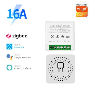 Zigbee САМ Mini Smart Switch 16A forTuya Smart Life Timing Безжична реле за управление, автоматизация на работата с Алекса Google Home Alice