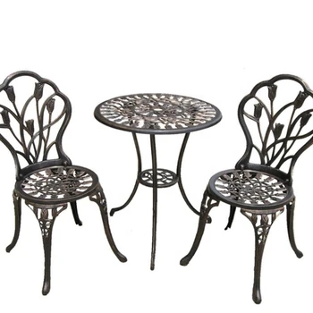Популярният лята алуминиева градинска маса за следобеден чай, набор от стола, модерна и облегалка от орхидеи, алуминиева градинска мебел
