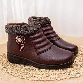Модни обувки, зимни ботильоны за жени, зимни обувки, дамски зимни обувки, Botas Mujer, нескользящая топло плюшен памучен обувки
