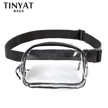 TINYAT Прозрачна поясная чанта, дамски портфейл, голяма поясная чанта за телефон, спортна пътна дамски поясная калъф, чанта-банан от прозрачно PVC
