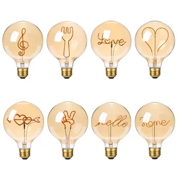 Led крушка на Едисон с главни букви в ретро стил E27 220V, led крушка с топла светлина, лампа с букви, любов декоративен светлина