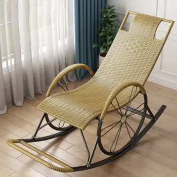 Goyang Dewasa Kursi Rotan Sandaran Kursi Tidur Siang Buatan Tangan Bambu Kecil Apartemen Satu Kursi Balkon Luar Ruangan