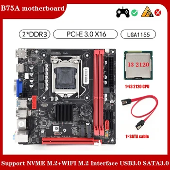 Гореща дънна платка B75 (B75A) LGA1155 + процесор I3 2120 + кабел SATA Поддържа слот 2XDDR3 NVME M. 2 + WIFI M. 2 USB3.0 SATA3.0 дънната Платка