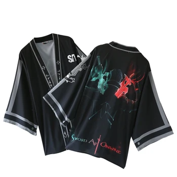 Аниме Sword Art Онлайн, костюм Кирито за cosplay, шифоновый наметало, халат за баня, солнцезащитная облекло