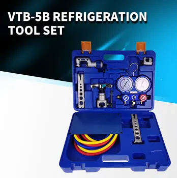 Комплекти инструменти за развальцовки с интегриран охлаждане VTB-5B, набор от инструменти за охлаждане, удължител с манометром хладилен агент R410A