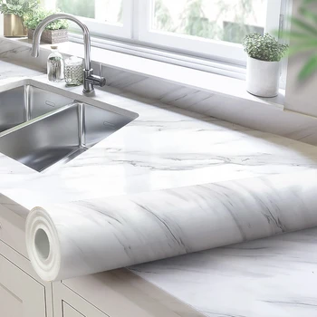 PVC мрамор самозалепващи се тапети Декор на Кухня, баня 3D водоустойчив мраморна стикер Мебели Водоустойчив стенни стикер на работния плот