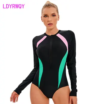 2022 нов цветен спортен едно парче бански, женски слънцезащитен крем с дълги ръкави, бикини, за да сърфират