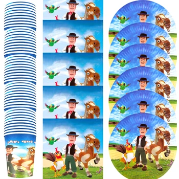 60 бр./лот, тематичен комплект съдове за готвене La granja de svetlana Farm Ranch, комплект за парти по случай рожден ден, хартиени салфетки, чинии, чаши, аксесоари за украса на ястия