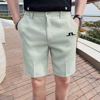 Мъжки панталони за голф с бродерия на лого, тънки летни панталони, дишащи бързо съхнещи мъжки ластични удобни спортни панталони свободно намаляване на