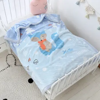 1 ПРЕДМЕТ, детско зимно двухслойное утолщенное топло одеяло, многофункционално плюшевое одеяло с хубав принтом, одеало за сън в детската градина