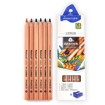 MARCO log дебела триъгълна четырехцветный цветен молив за рисуване комплект моливи изпращане на дръжката строгальный машина художествени аксесоари за художника
