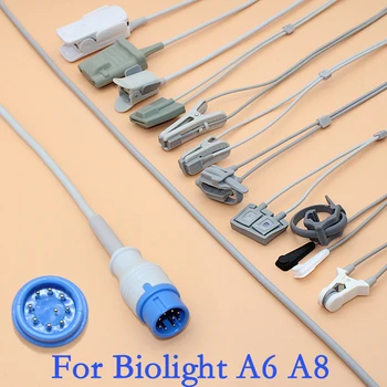 9-Пинов кабел на сензора SpO2 дължина 3 м за BLT Biolight A6 A8 (Q5 до 2017 г.) Сензор за събиране на физиологичен сигнал на монитора на пациента