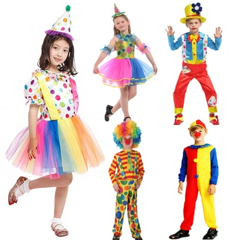 Umorden Пурим, карнавалните костюми на клоун за Хелоуин, детски цирк костюм на клоун, детска фантазия за момичета, детски cosplay за момчета
