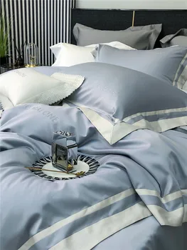 Висококачествен и лесен луксозен комплект от четири обекта, от чист памук, сатен с висока плътност, хотелско стеганое одеяло, чаршаф, спално бельо