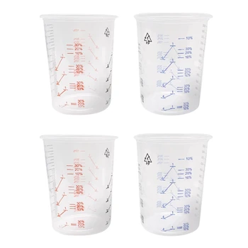 50 Пластмасови чашки за смесване на бои, 600 мл контейнер за прецизно смесване на бои и течности (случаен цвят)