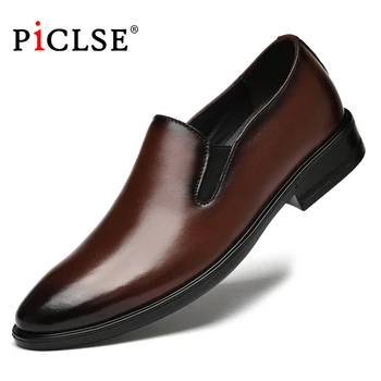 PICLSE/ Луксозни Маркови Бизнес Мъжки Модел Обувки От Естествена Кожа, Официална Мъжки Обувки, Мокасини, Oxfords За Мъже, Обувки На Плоска Подметка